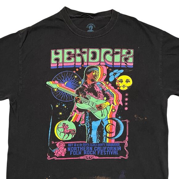 Jimi Hendrix North California Folk Festival Reprint Cotton T-Shirt Mens Large - Picture 3 of 4